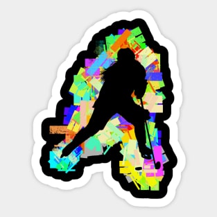 Female Hockey Player Retro Sticker